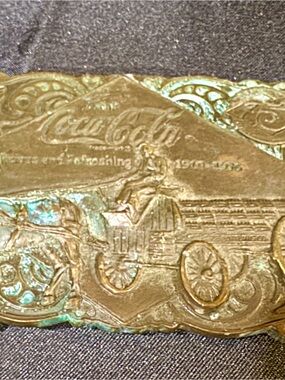 1975 Brass Coca-Cola 75 th anniversary belt buckle & bottle opener